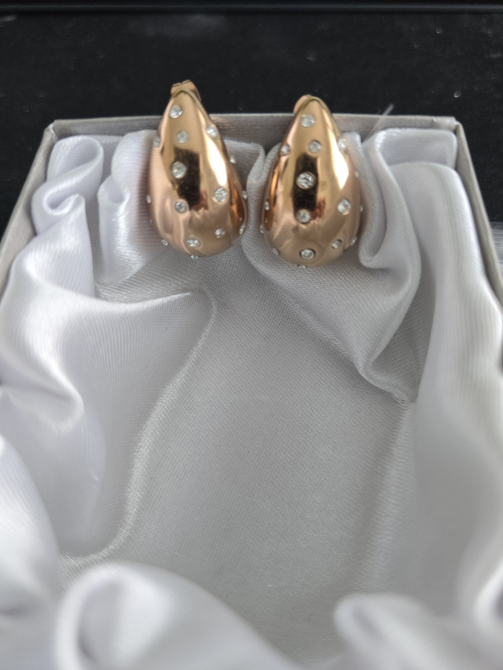 Rose Gold Teardrop Crystal Stud Earrings - Picture 8 of 9
